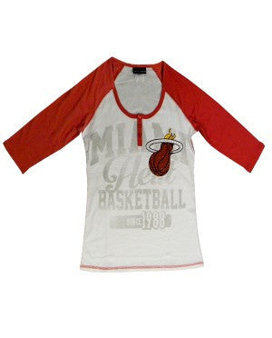5th and Ocean Miami HEAT Ladies 3/4 Raglan T-Shirt