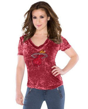Touch by Alyssa Millano Miami HEAT Ladies Coop II T-Shirt Red