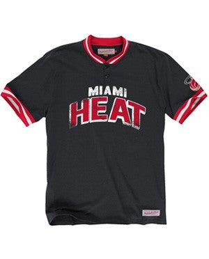 Mitchell and Ness Miami HEAT Short Sleeve Henley T-Shirt