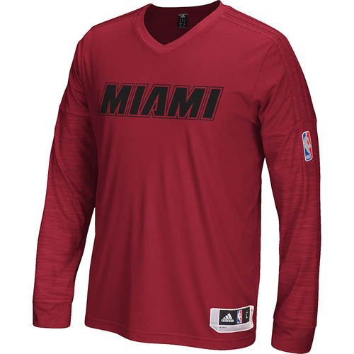 adidas Miami HEAT 2015/16 Long Sleeve On Court Shooting Shirt Red