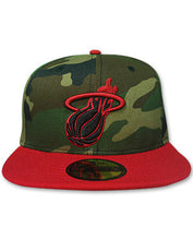 New Era Miami HEAT Wood Camo Scarlet Fitted Hat