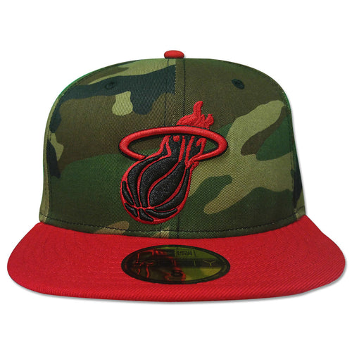 New Era Miami HEAT Wood Camo Scarlet Fitted Hat