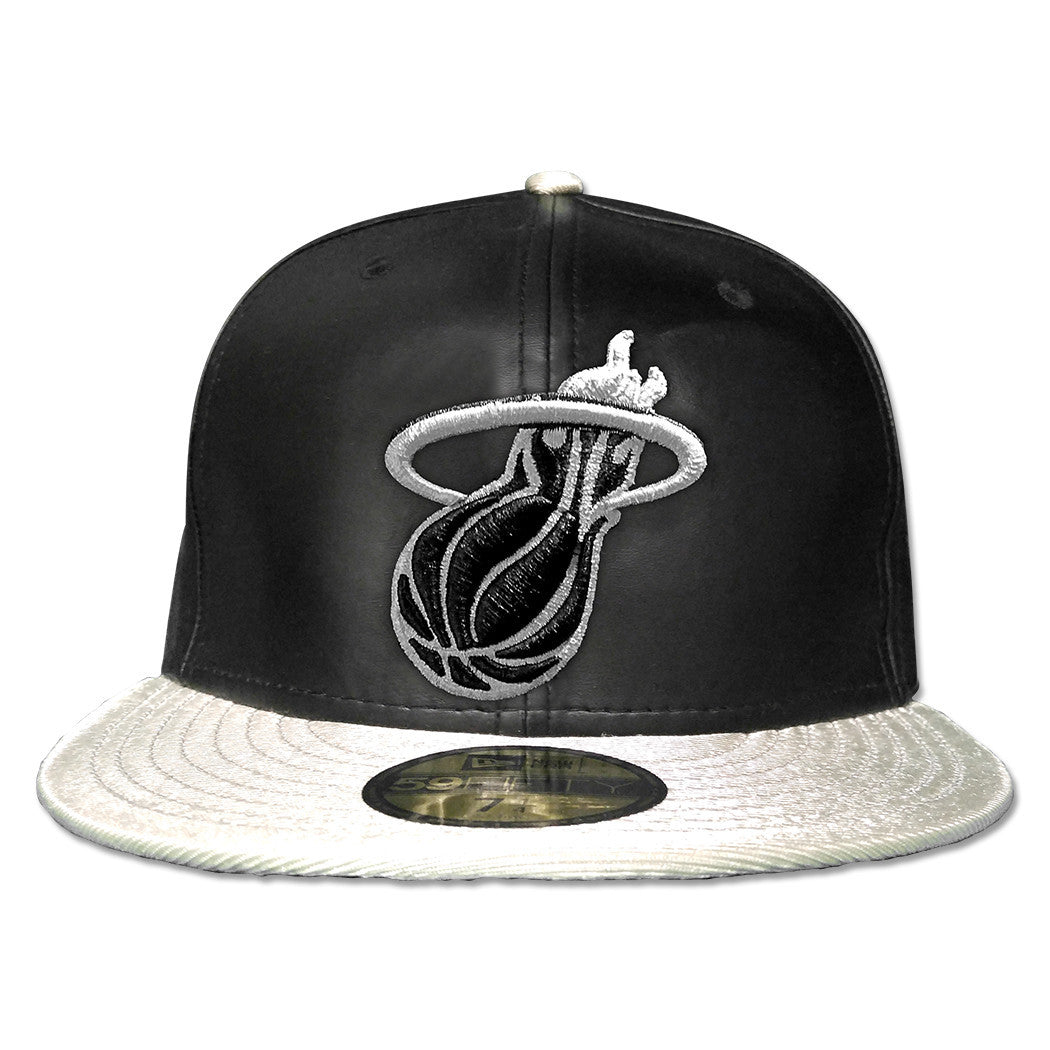 New Era Miami HEAT Black Metallic Silver Fitted Hat