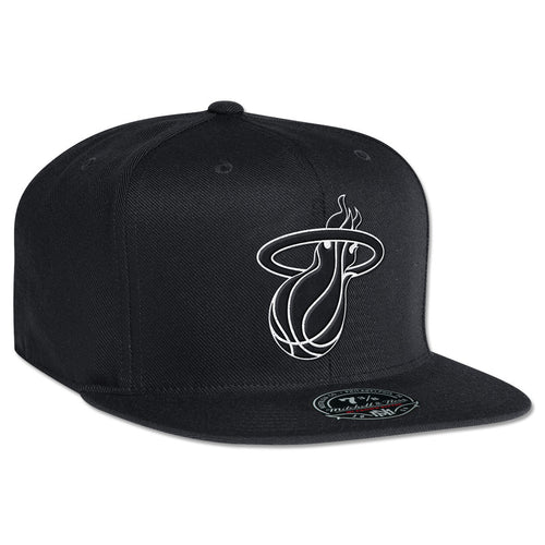 Mitchell and Ness Miami Heat Black and White Fitted Cap