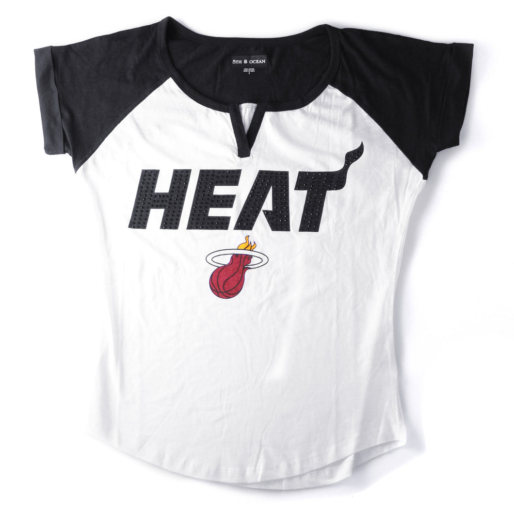 miami heat 5th & Ocean Ladies SLUB VNOTCH TEE