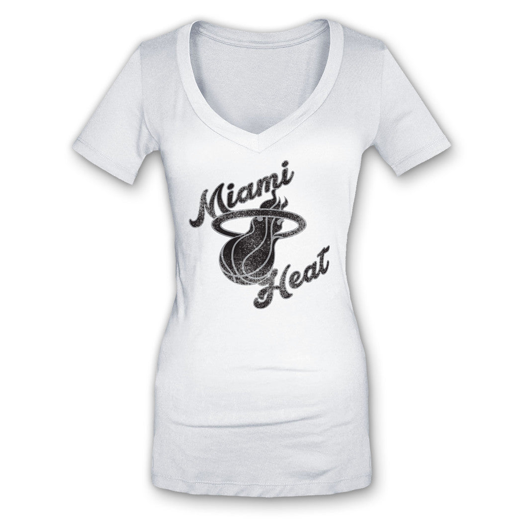 5th and Ocean Miami HEAT White V Neck T-Shirt