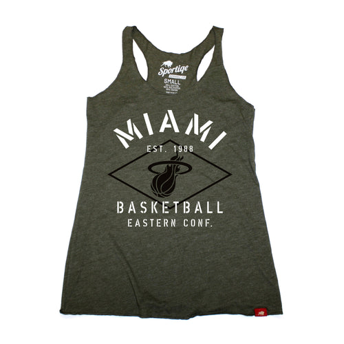 Sportiqe Miami Heat Ladies Comfy Military Tank