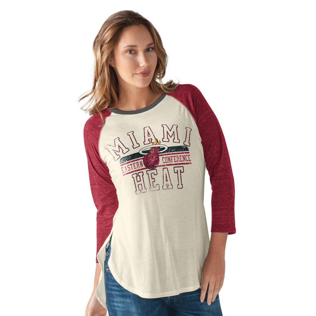 GIII Miami HEAT Ladies Hang Time 3/4 Sleeve