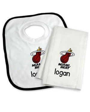 Designs by Chad and Jake Miami HEAT Custom Infant Bib & Cloth set