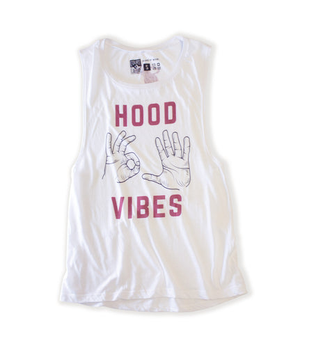 Hood Vibes Muscle Tank - White