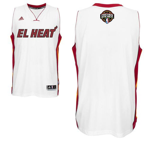 Custom Miami HEAT EL HEAT adidas Adult Swingman Jersey White